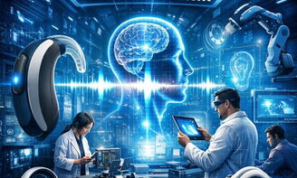 KI generiertes Plakat zum Thema "Die Zukunft der Hörtechnik"