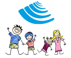Familie mit Kindern mit Förderbedarf - Symbol Mobile für die Familie